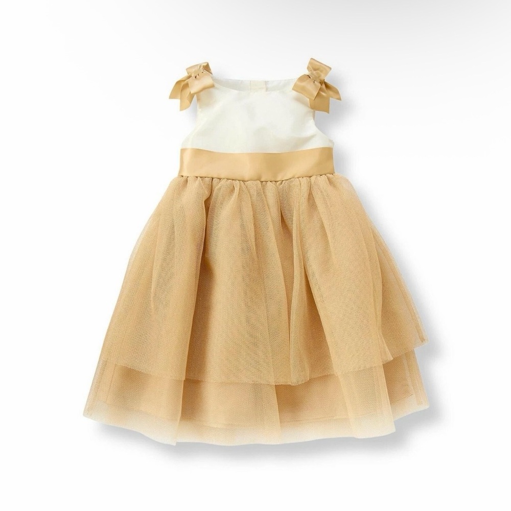 Janie and Jack Cream and Gold Dress Size 6